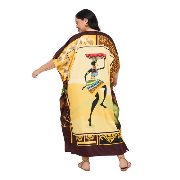 Gypsie Blu Women Plus Size Polyester Caftan Dress Kimono Sleeve Maxi Dresses - Picture 8 of 8